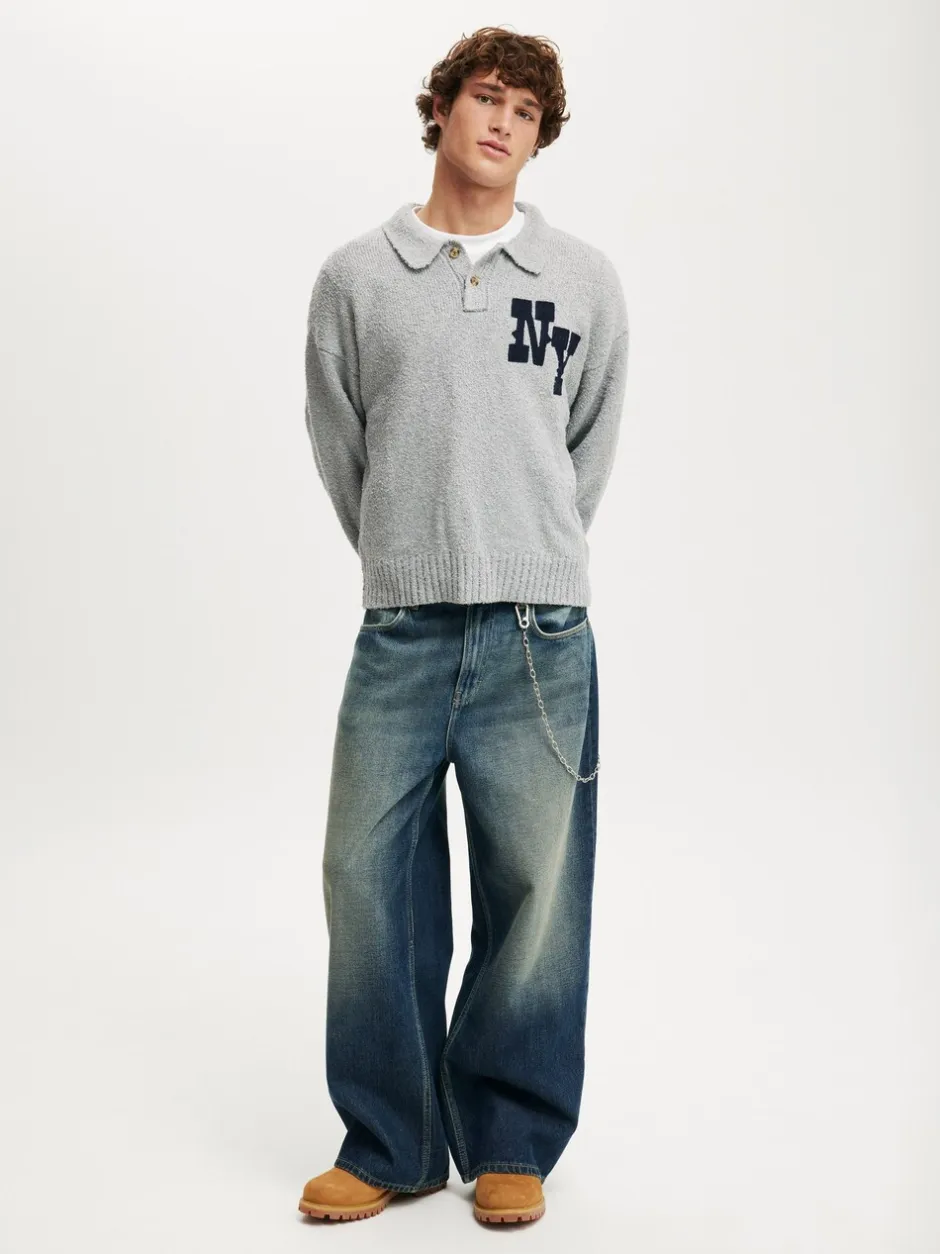 Poloshirts*Cotton On - Boxy Rugby Polo Shirt Grijs