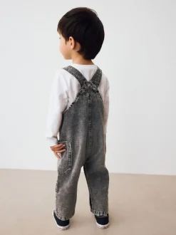 Rompertjes En Tuinbroeken|Next - Denim tuinbroek (3mnd -7jr) Grijs