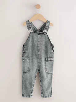 Rompertjes En Tuinbroeken|Next - Denim tuinbroek (3mnd -7jr) Grijs