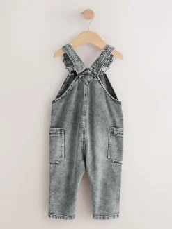 Rompertjes En Tuinbroeken|Next - Denim tuinbroek (3mnd -7jr) Grijs