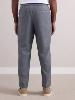 Formele Broek*Next - Elasticated Waist Wool Rich Textured Formal Trousers Grijs