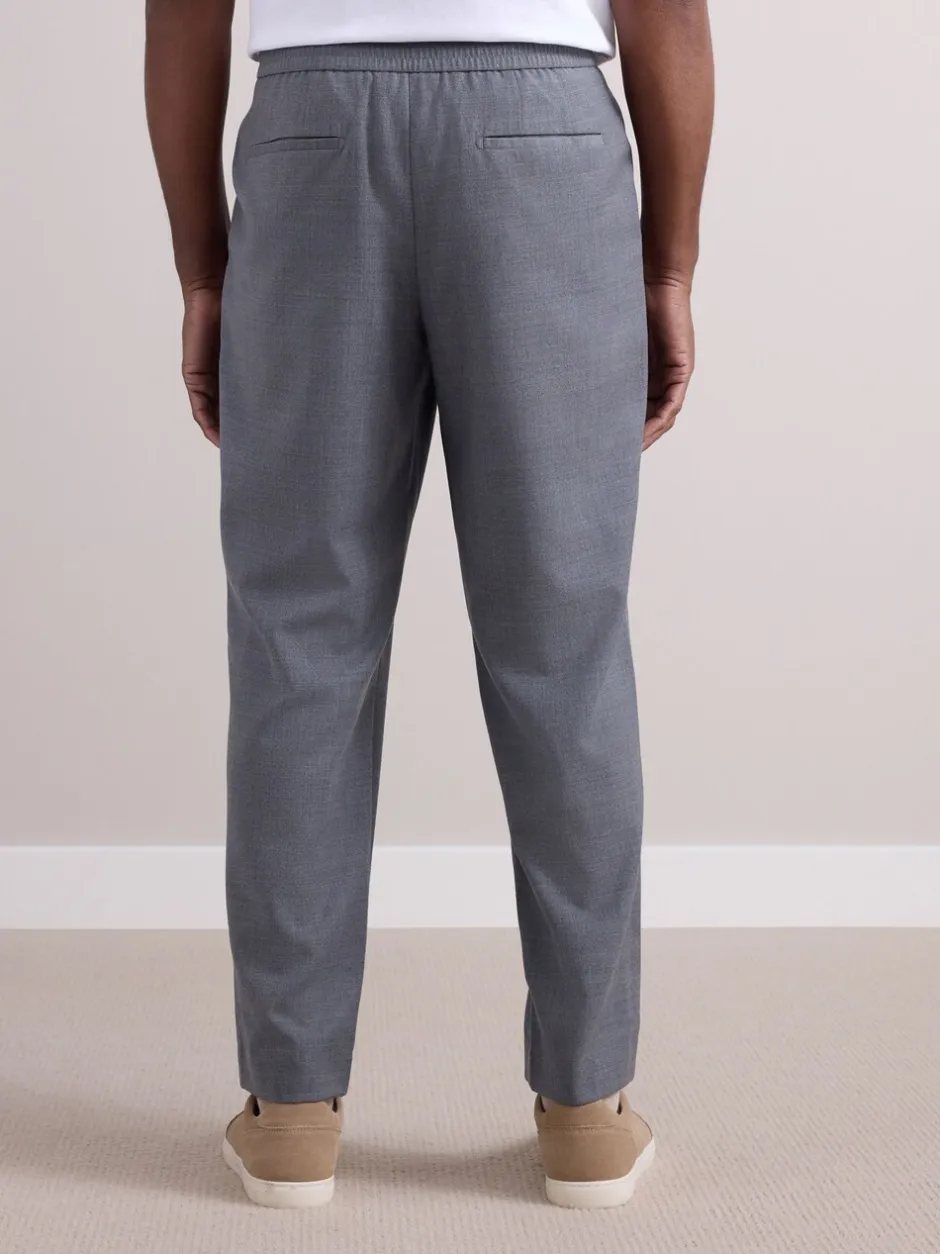 Formele Broek*Next - Elasticated Waist Wool Rich Textured Formal Trousers Grijs