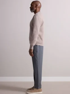 Formele Broek*Next - Elasticated Waist Wool Rich Textured Formal Trousers Grijs
