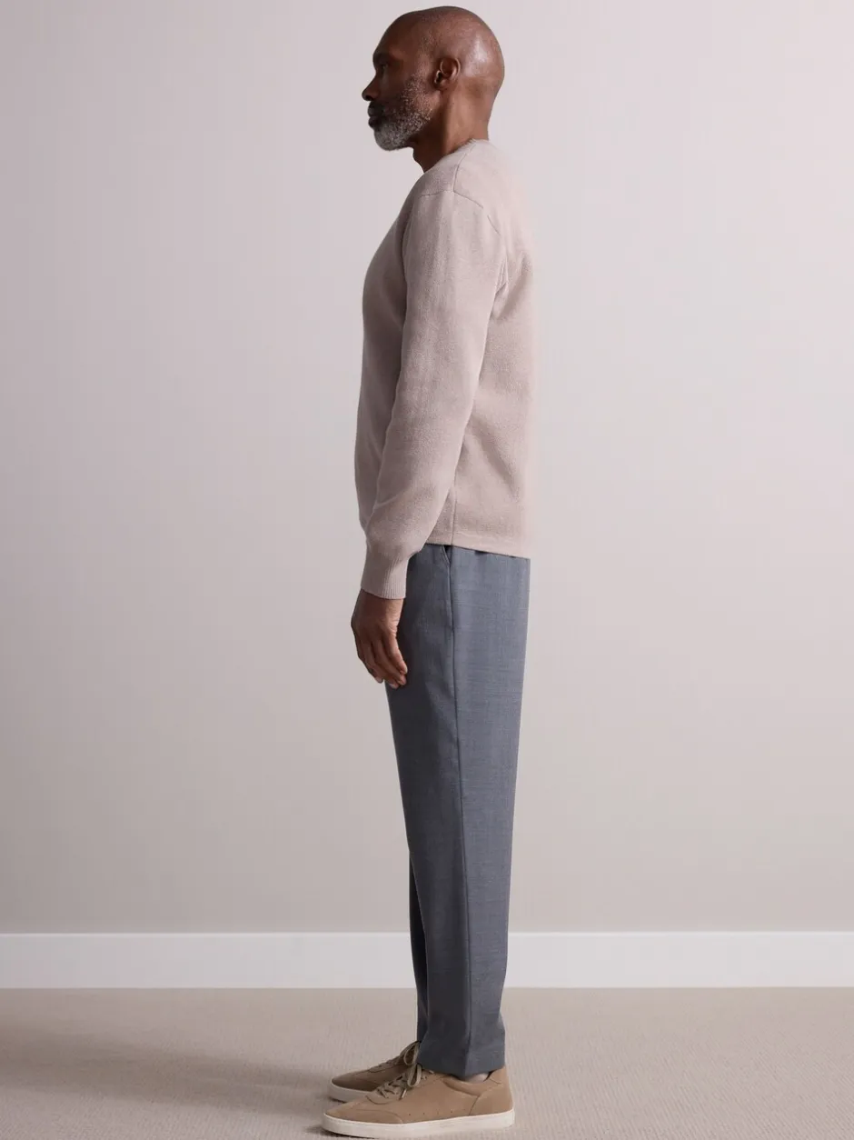 Formele Broek*Next - Elasticated Waist Wool Rich Textured Formal Trousers Grijs