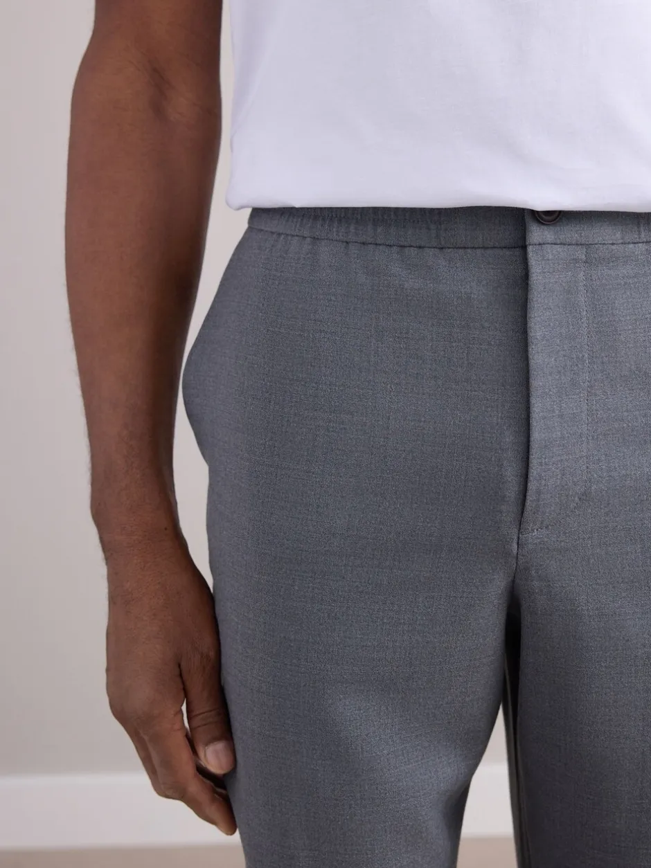 Formele Broek*Next - Elasticated Waist Wool Rich Textured Formal Trousers Grijs