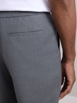 Formele Broek*Next - Elasticated Waist Wool Rich Textured Formal Trousers Grijs