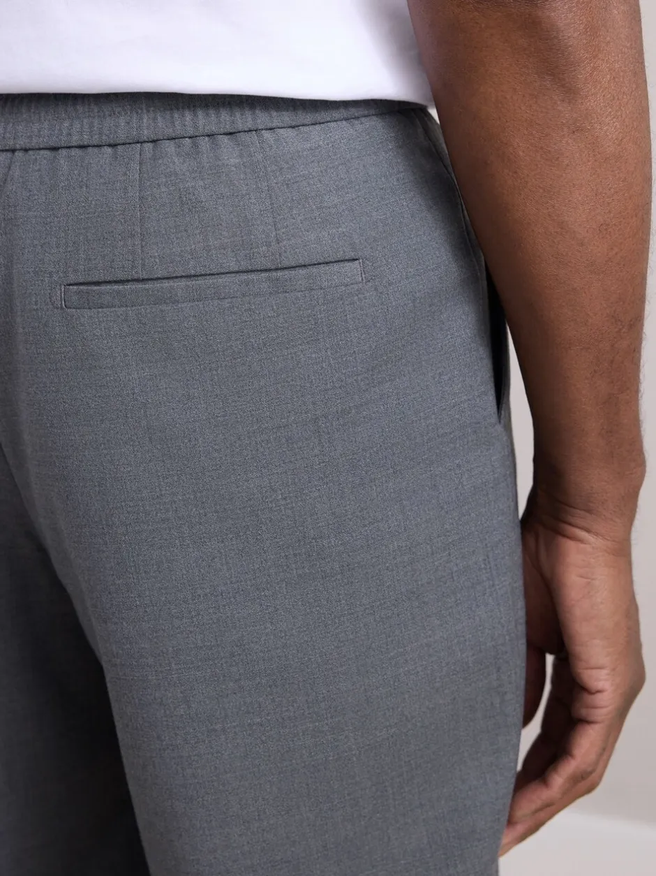 Formele Broek*Next - Elasticated Waist Wool Rich Textured Formal Trousers Grijs