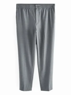 Formele Broek*Next - Elasticated Waist Wool Rich Textured Formal Trousers Grijs