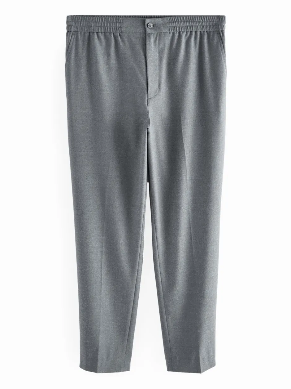Formele Broek*Next - Elasticated Waist Wool Rich Textured Formal Trousers Grijs