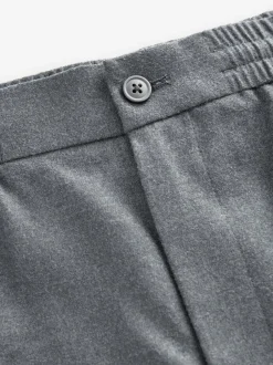 Formele Broek*Next - Elasticated Waist Wool Rich Textured Formal Trousers Grijs