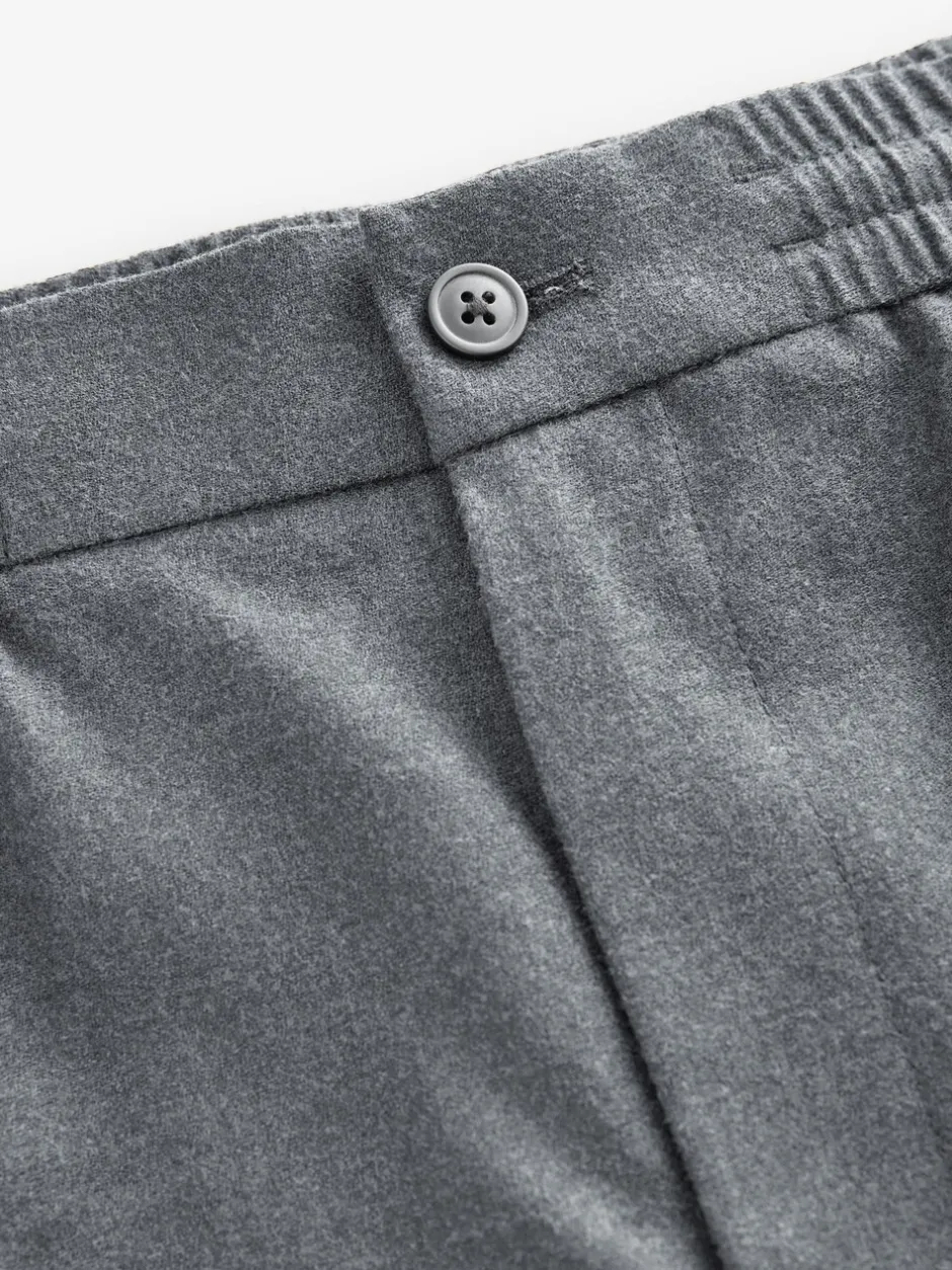 Formele Broek*Next - Elasticated Waist Wool Rich Textured Formal Trousers Grijs