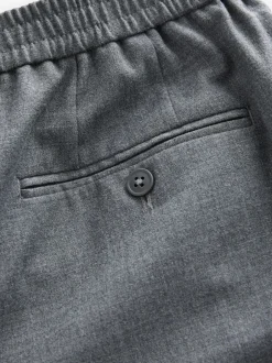 Formele Broek*Next - Elasticated Waist Wool Rich Textured Formal Trousers Grijs