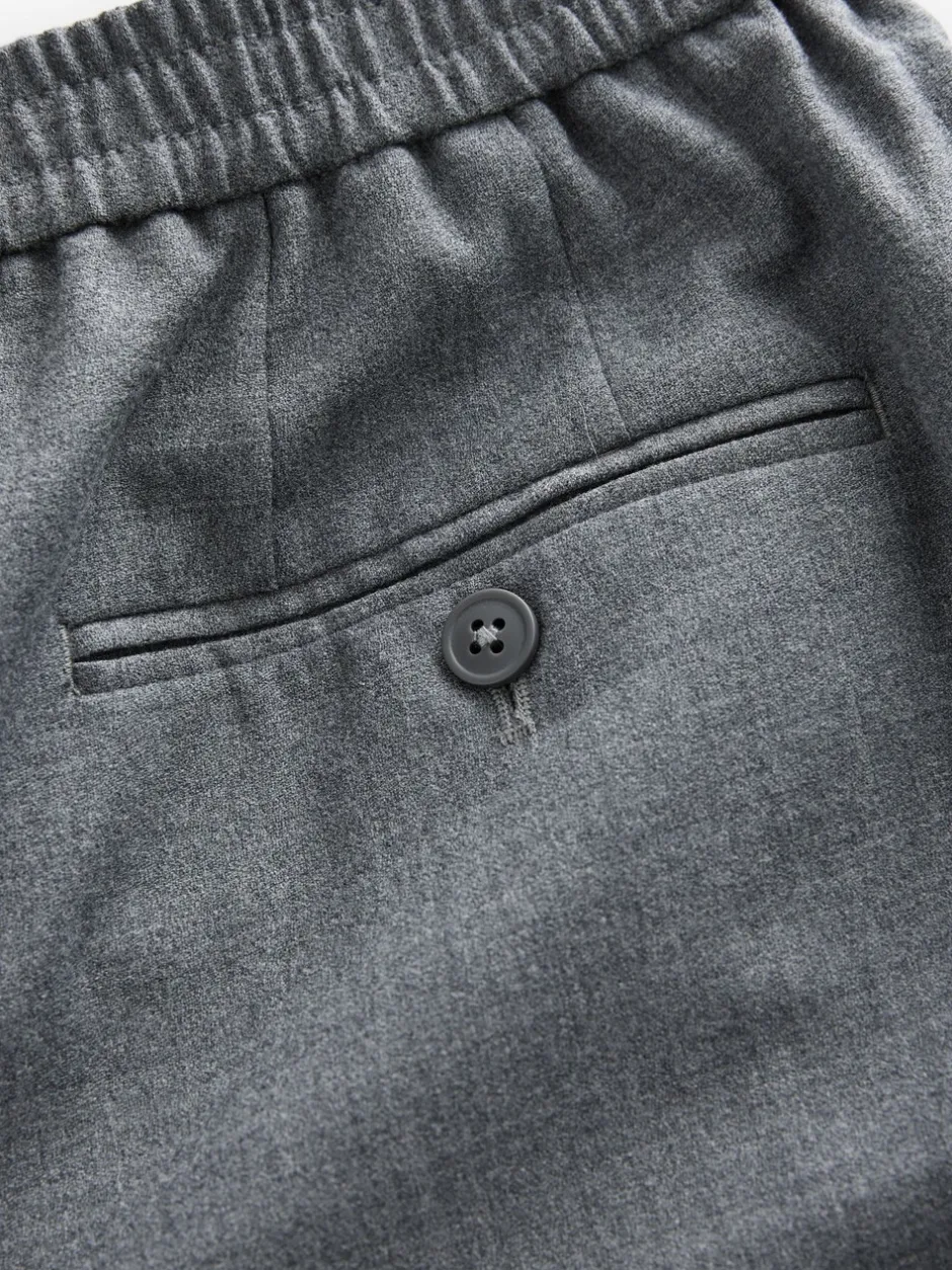 Formele Broek*Next - Elasticated Waist Wool Rich Textured Formal Trousers Grijs