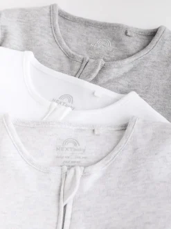 Babypakjes En Babypyjama's|Next - Essential 100% Katoenen babypakjes met rits 3 Pack (0-3jr) Grijs