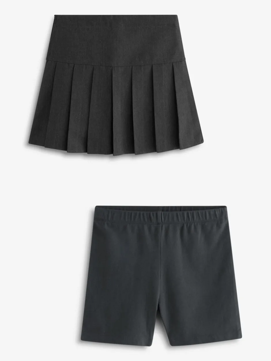 Shorts En Rokken|Next - Fietsshort en geplooide rok set (3-17jr) Grijs