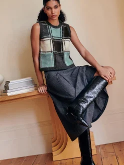 Rokken*Next Grijs - Fleck Pleated Midi Skirt