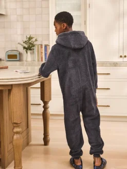 Nachtkleding En Pyjama's|Next - Fleece onesie (3-16 jr) Grijs