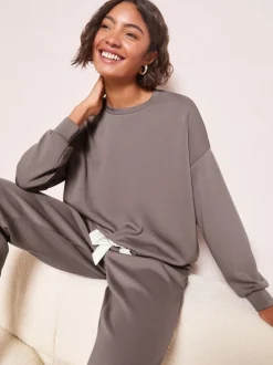 Loungewear|Alle Nacht- En Loungekleding|Friends Like These - Premium Contrast Long Sleeve Pyjama Top Grijs