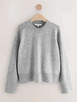 Gebreide Kleding*Next - Gebreide trui met ronde hals van wol Grijs