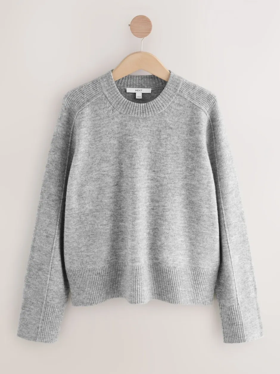 Gebreide Kleding*Next - Gebreide trui met ronde hals van wol Grijs