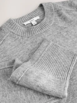 Gebreide Kleding*Next - Gebreide trui met ronde hals van wol Grijs