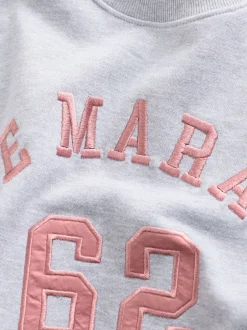 Hoody's En Sweatshirts*Next Grijs - Grafisch satijnapplicatie 'Le Marais' City sweatshirt met lange mouwen en ronde hals