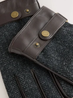 Mutsen, Sjaals En Handschoenen*Next - Harris Tweed And Leather Gloves Grijs