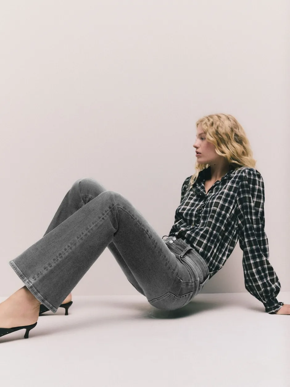 Jeans|Next - High Rise Stretch Flare Jeans Grijs