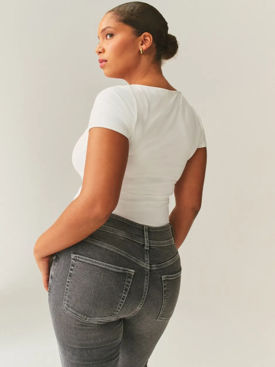 Jeans|Next Grijs - Hourglass stretchy flare jeans met hoge taille