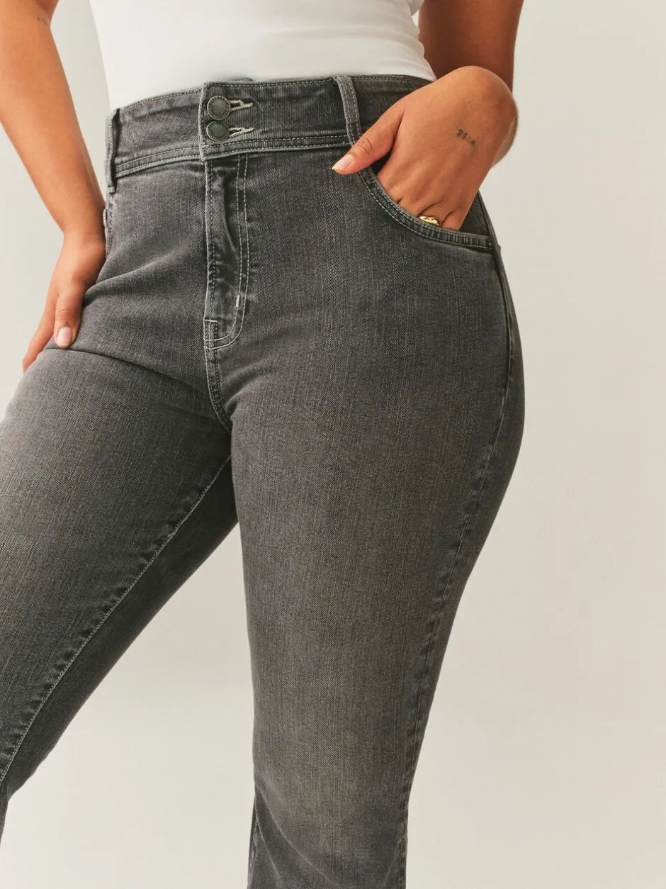 Jeans|Next Grijs - Hourglass stretchy flare jeans met hoge taille