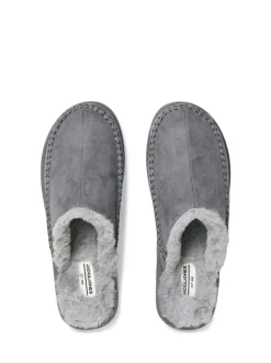 Pantoffels*JACK & JONES - Fleece Lined Stitch Detail Mule Slippers Grijs