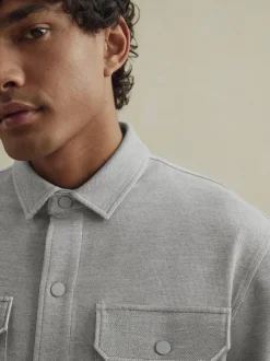Formele Overhemden|Jassen En Jacks|Next Grijs - Jersey keperstof Overshirt met drukknopen