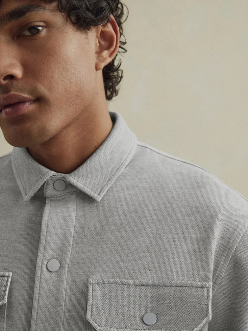 Formele Overhemden|Jassen En Jacks|Next Grijs - Jersey keperstof Overshirt met drukknopen
