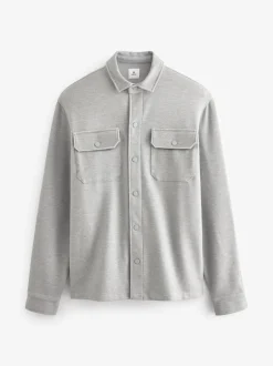 Formele Overhemden|Jassen En Jacks|Next Grijs - Jersey keperstof Overshirt met drukknopen