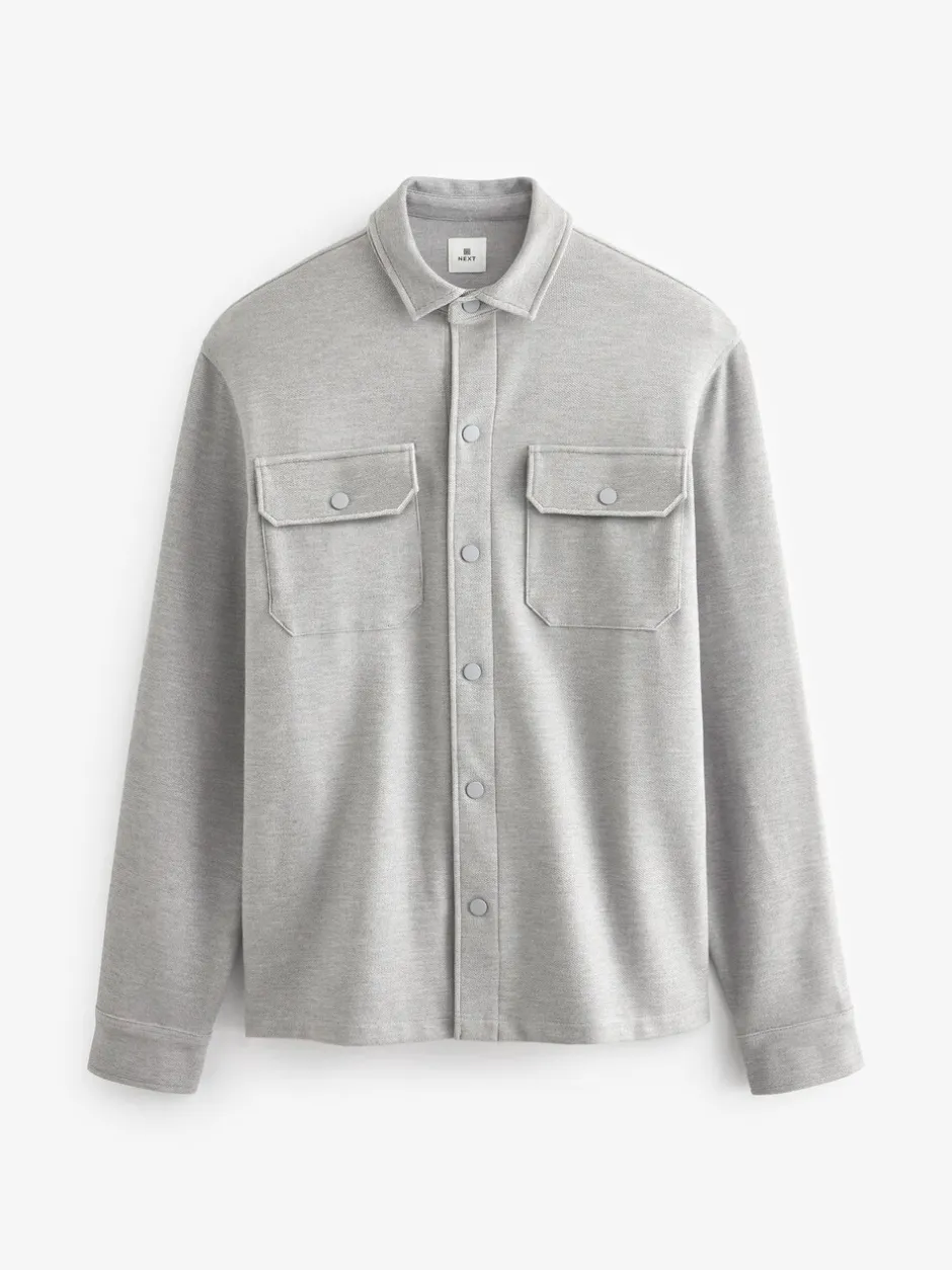 Formele Overhemden|Jassen En Jacks|Next Grijs - Jersey keperstof Overshirt met drukknopen