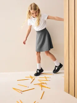 Schoolkleding|Shorts En Rokken|Next - Jersey stretch school skater rok met elastische taille (3 - 17 jr) Grijs
