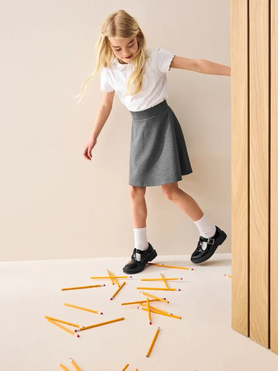 Schoolkleding|Shorts En Rokken|Next - Jersey stretch school skater rok met elastische taille (3 - 17 jr) Grijs