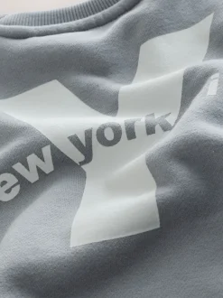 Truien En Breisels|Sweaters En Hoody´S|Next Grijs - Jersey sweatshirt met ronde hals en print op de rug (3mnd -7jr)