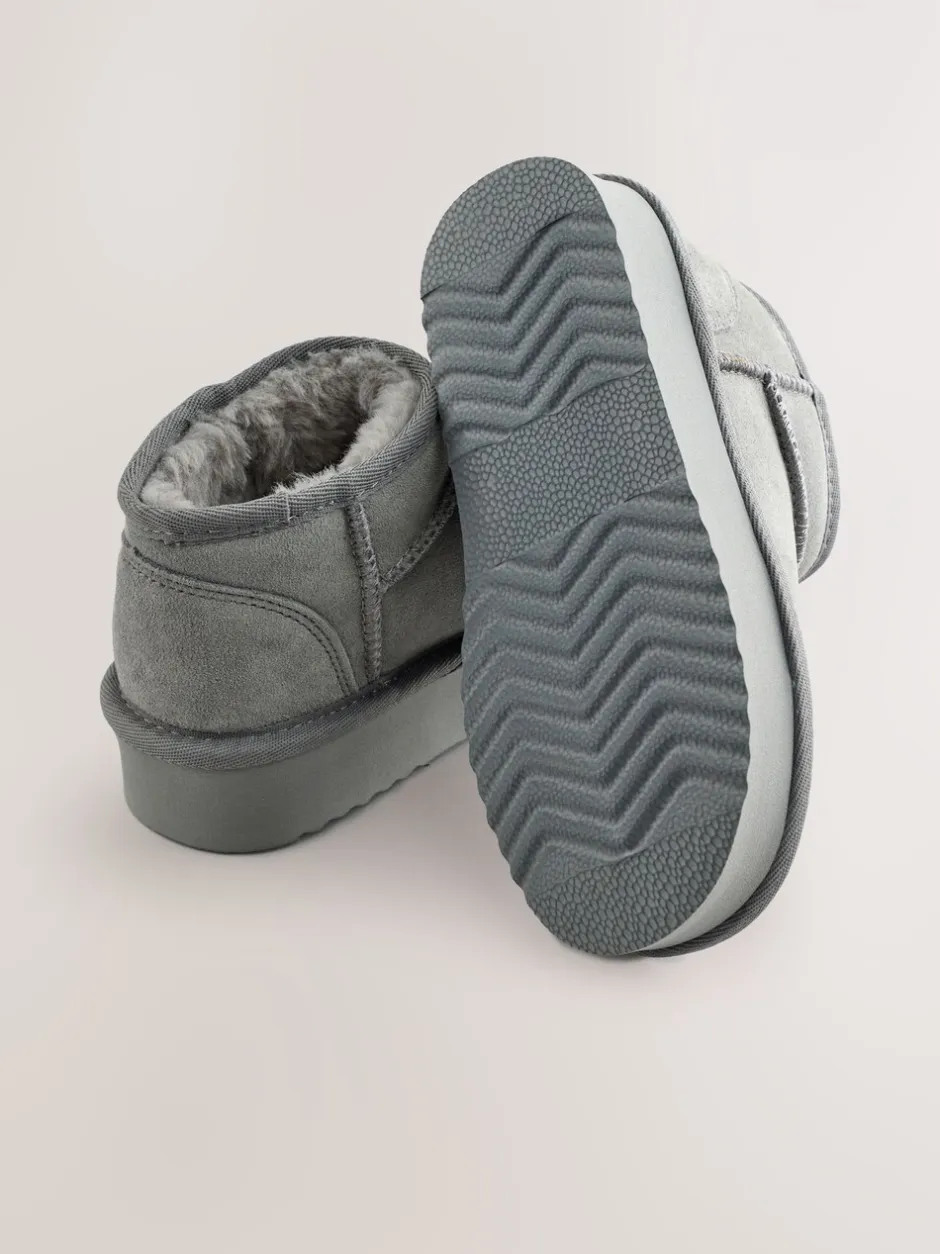 Boots*Next Grijs - Lage schoenen mini warmgevoerde waterafstotende suède Boots