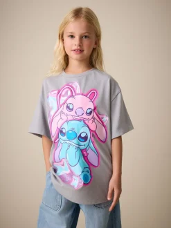 T-Shirts|Next - Lilo & Stitch Oversized Graphic T-Shirt (3-16yrs) Grijs