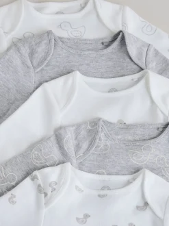Rompertjes En Hemdjes|Rompertjes En Hemdjes|Next Grijs - Long Sleeved Baby Bodysuits 5 Pack