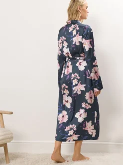 Badjassen|Long Tall Sally - Satin Maxi Robe Grijs