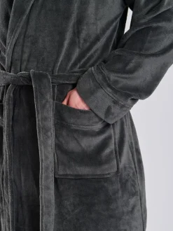 Kamerjassen En Badjassen|Loungeable - Fleece Shawl Collar Dressing Gown Grijs