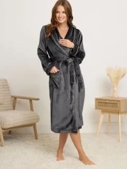 Badjassen*M&Co - Ribbon Shawl Collar Robe Grijs