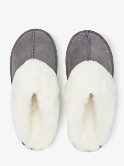 Pantoffels|Loungewear*Next Grijs - Met imitatiebont gevoerde suède pantoffelmuiltjes