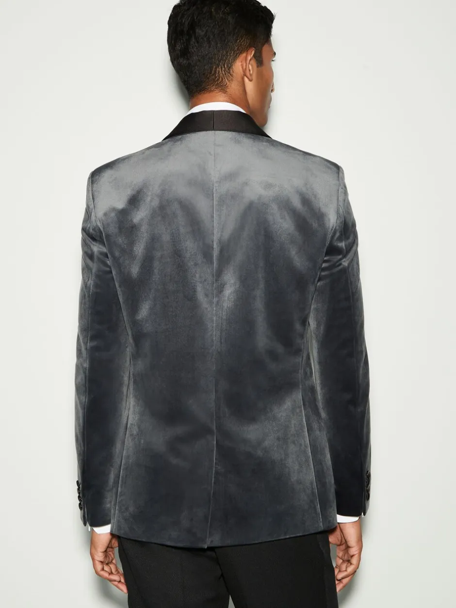 Smokings En Feestkleding|Blazers En Business-Jasjes|Next - Normale Pasvorm - Fluwelen blazer Grijs