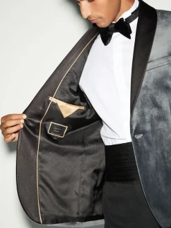 Smokings En Feestkleding|Blazers En Business-Jasjes|Next - Normale Pasvorm - Fluwelen blazer Grijs