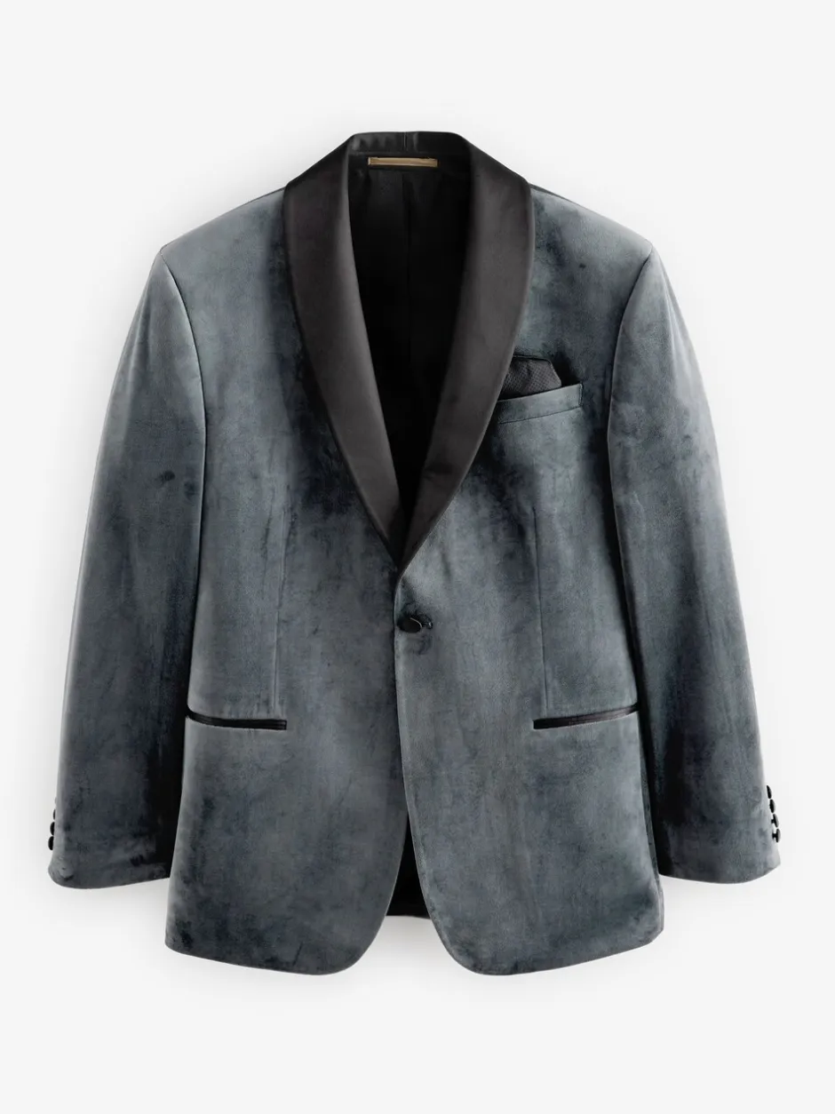 Smokings En Feestkleding|Blazers En Business-Jasjes|Next - Normale Pasvorm - Fluwelen blazer Grijs