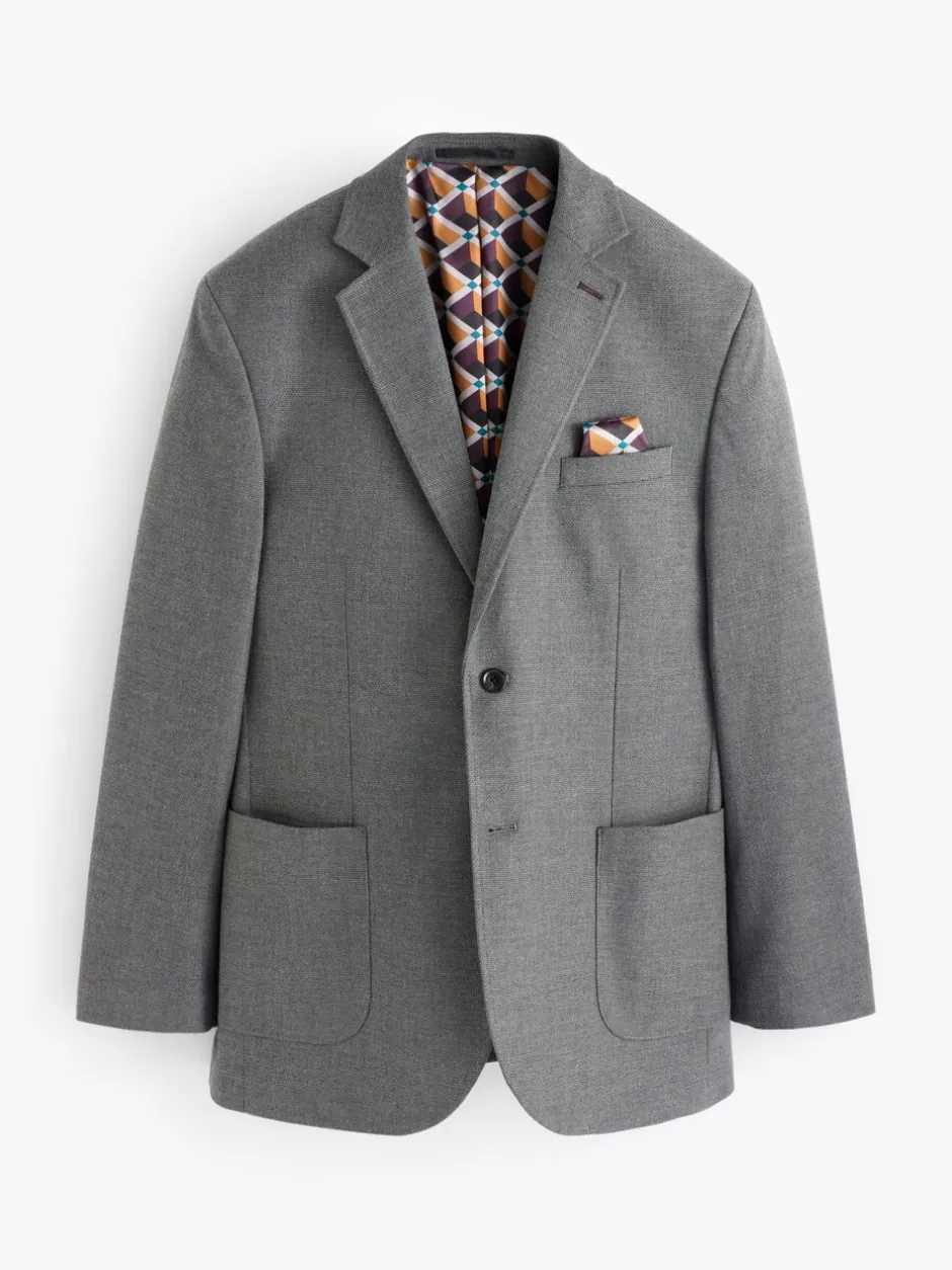 Blazers En Business-Jasjes|Next - Normale Pasvorm - Modieuze blazer met textuur Grijs