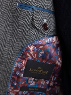 Blazers En Business-Jasjes*Next - Normale Pasvorm - Signature Nova Fides Blazer van wolblend met visgraatmotief Grijs